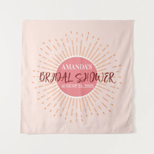 Elegant Pink Sun Wedding Photo Booth Backdrop Wandkleed