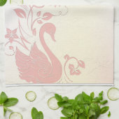 Elegant Pink Swan  Gepersonaliseerd Theedoek (Gevouwen)