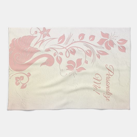 Elegant Pink Swan  Gepersonaliseerd Theedoek (Horizontaal)