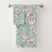 Elegant Pink Swans Gold Crown Pattern Bad Handdoek (Insitu)