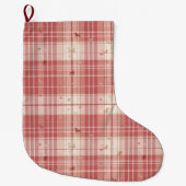 Elegant Pink Tartan Dog Christmas Stocking | Blush Grote Kerstsok (Voorkant)