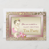 Elegant Pink Tea Party Baby shower Kaart (Voorkant)