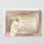 Elegant Pink Tea Party Baby shower Kaart (Achterkant)