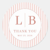 Elegant Pink Thank You Circle Ronde Sticker (Voorkant)