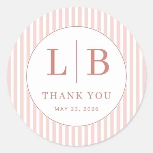 Elegant Pink Thank You Circle Ronde Sticker (Voorkant)