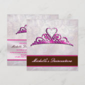 Elegant Pink Tiara Uitnodiging met Diamond (Voorkant / Achterkant)