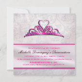 Elegant Pink Tiara Uitnodiging met Diamond (Achterkant)