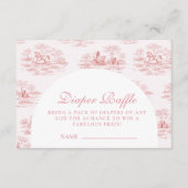 Elegant Pink Toile Diapper Raffle Informatiekaartje (Voorkant)