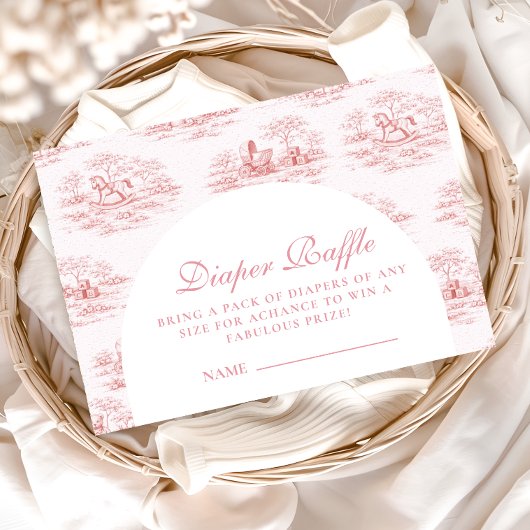 Elegant Pink Toile Diapper Raffle Informatiekaartje