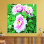 Elegant Pink Tree Peony Flowers met Yellow Center Canvas Afdruk (Insitu (Woonkamer))