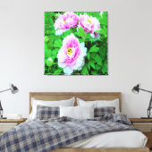 Elegant Pink Tree Peony Flowers met Yellow Center Canvas Afdruk (Insitu (Slaapkamer))