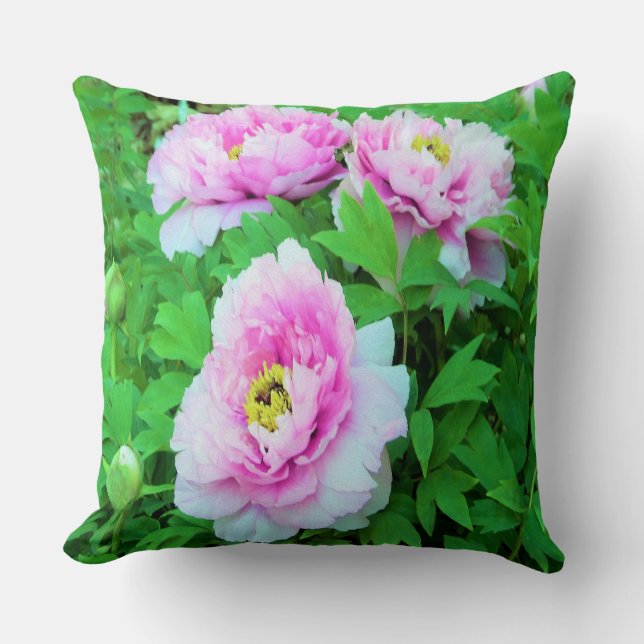 Elegant Pink Tree Peony Flowers met Yellow Center Kussen (Voorkant)