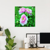 Elegant Pink Tree Peony Flowers met Yellow Center Poster (Thuiskantoor)