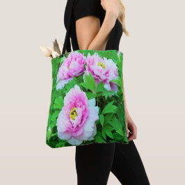 Elegant Pink Tree Peony Flowers met Yellow Center Tote Bag