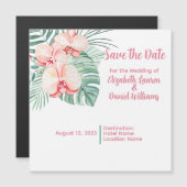 Elegant Pink Tropical Save the Date Magnetische Uitnodiging (Voorkant / Achterkant)