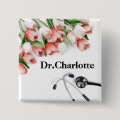 Elegant Pink Tulip Happy Doctor's Day Button (Voorkant)