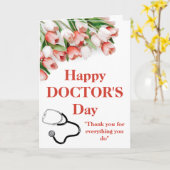 Elegant Pink Tulip Happy Doctor's Day Kaart (Gele Bloem)