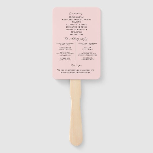 Elegant Pink Tulips Bouquet wedding program  Handwaaier (Achterkant)