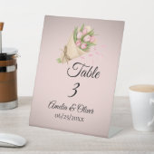 Elegant Pink Tulips Bouquet wedding Table Number Reclamebord Met Voetstuk (Insitu)