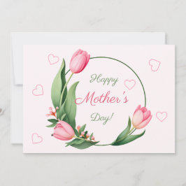 Elegant Pink Tulips Floral Happy Mother’s Day Kaart