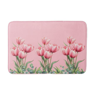 Elegant Pink Tulips Floral Mother's Day Gift  Badmat