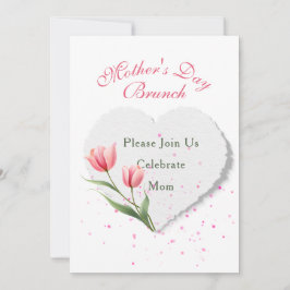 Elegant Pink Tulips & Paper Heart Invitation Kaart