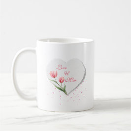 Elegant Pink Tulips & Paper Heart Mother's Day Koffiemok