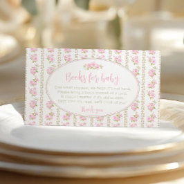 Elegant Pink Vintage Floral Books for baby Informatiekaartje