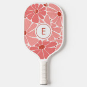 Elegant Pink Vintage Flowers Monogram Pickleball Paddle (Voorkant)