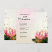 Elegant Pink Water Lily Wedding Invitation Kaart (Voorkant / Achterkant)