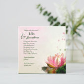 Elegant Pink Water Lily Wedding Invitation Kaart (Staand voorkant)