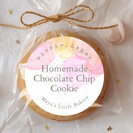 Elegant Pink Watercolor Bakery Product Name Ronde Sticker