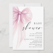 Elegant Pink Watercolor Bow Baby Shower Kaart (Voorkant)