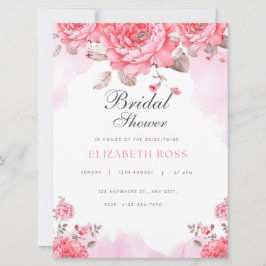 Elegant Pink Watercolor Bridal Shower Invitation
