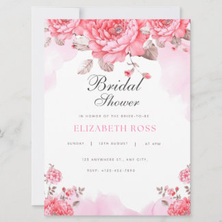 Elegant Pink Watercolor Bridal Shower Invitation