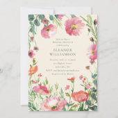 Elegant Pink Watercolor Floral Bridal Brunch Kaart (Voorkant)