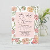 Elegant Pink Watercolor Floral Bridal Shower Kaart (Staand voorkant)