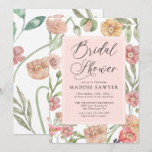 Elegant Pink Watercolor Floral Bridal Shower Kaart (Voorkant / Achterkant)