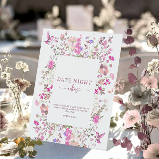 Elegant Pink Watercolor Floral Date Night Ideas Reclamebord Met Voetstuk