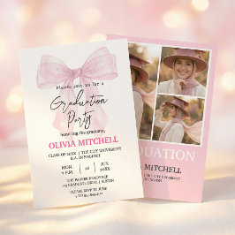 Elegant Pink Watercolor Graduation Party Kaart