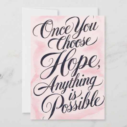 Elegant Pink Watercolor Hope & Possibility Inspira Kaart (Voorkant)