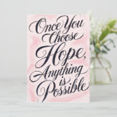 Elegant Pink Watercolor Hope & Possibility Inspira Kaart (Staand voorkant)