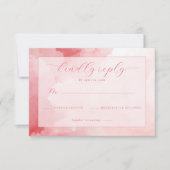Elegant Pink Watercolor Invite RSVP Kaartje (Voorkant)