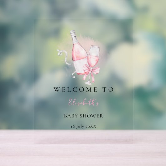 Elegant Pink Watercolor Modern Baby Shower Acryl Bord (Neutraal)