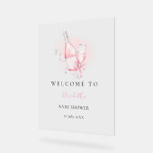 Elegant Pink Watercolor Modern Baby Shower Acryl Bord (Hoek)