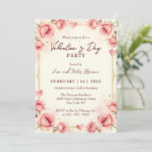 Elegant Pink Watercolor Valentine's Day Party Kaart (Staand voorkant)