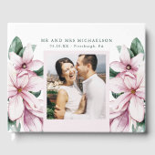 Elegant Pink Waterverf Floral Foto bruiloft Gastenboek (Voorkant)