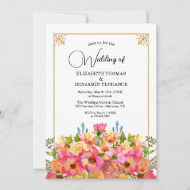 Elegant Pink Waterverf Gold Wedding Kaart