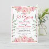 Elegant Pink Waterverf Rozen Moeder Verjaardag Kaart (Staand voorkant)