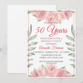 Elegant Pink Waterverf Rozen Moeder Verjaardag Kaart (Voorkant / Achterkant)